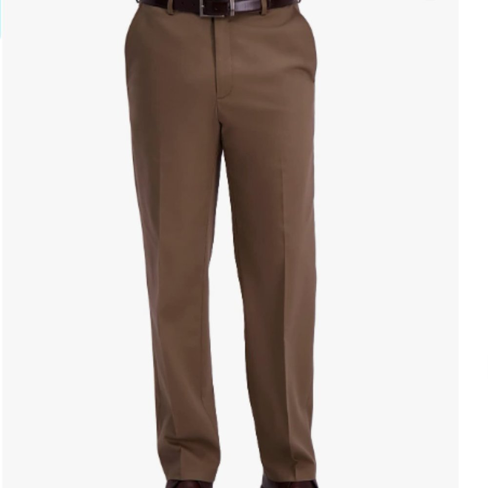 Haggar British Khaki Classic Fit Expandable Waist Flat Front Pant NWT M 48 x 29